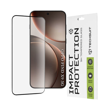 Techsuit Screen Protector for Oppo Find X9, Tempered Glass, Full Glue, 111D, Black