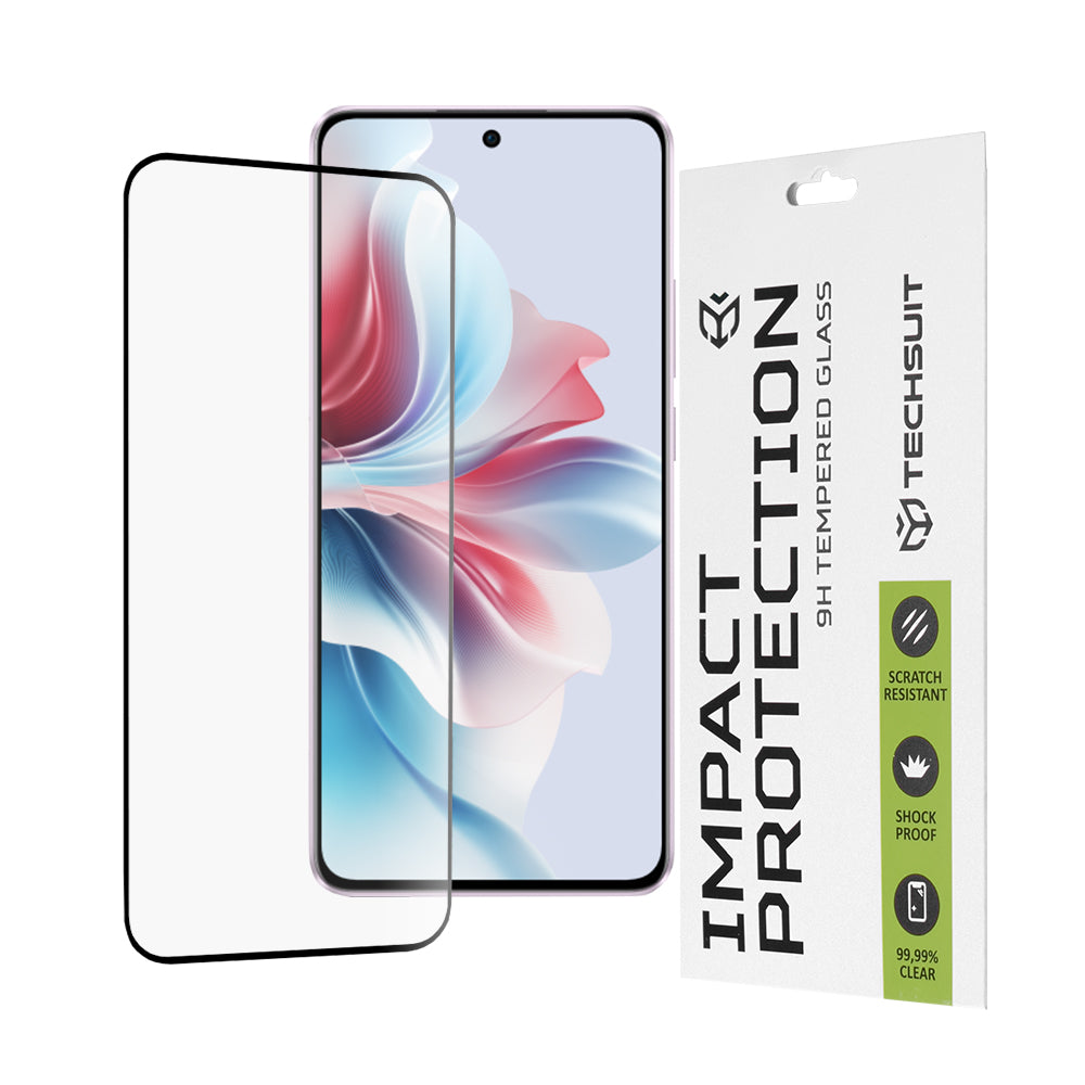 Ochranná fólia na displej Techsuit pre Oppo Reno11 F, tvrdené sklo, plné lepidlo, 111D, čierna