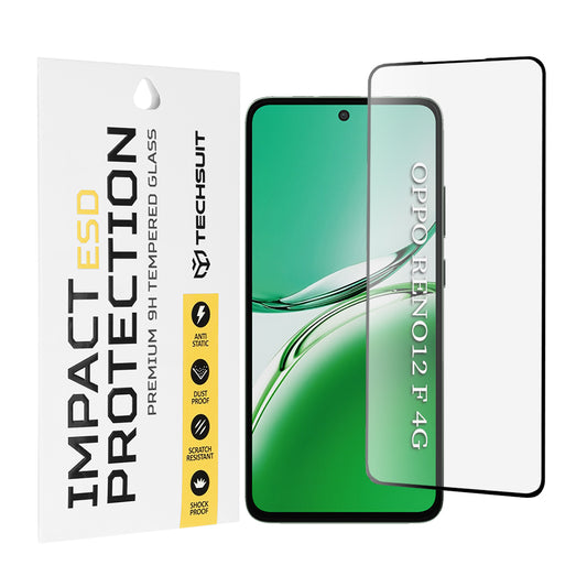 Ochranná fólia na obrazovku Techsuit pre Oppo Reno12 FS 5G / Reno12 FS 4G / Reno12 F 4G / Reno12 F, tvrdené sklo, plné lepidlo, čierna