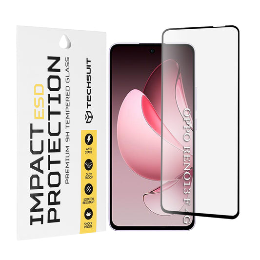 Ochranná fólia na obrazovku Techsuit pre Oppo Reno13 FS 5G / Reno13 F 4G / Reno13 F, tvrdené sklo, plné lepidlo, čierna