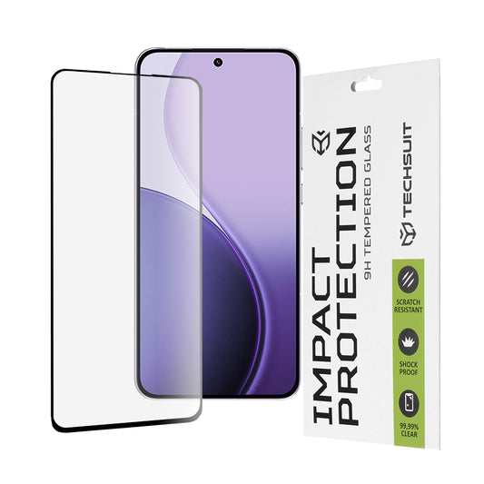 Ochranná fólia na displej Techsuit pre Oppo Reno14 F, tvrdené sklo, Full Glue, 111D, čierna