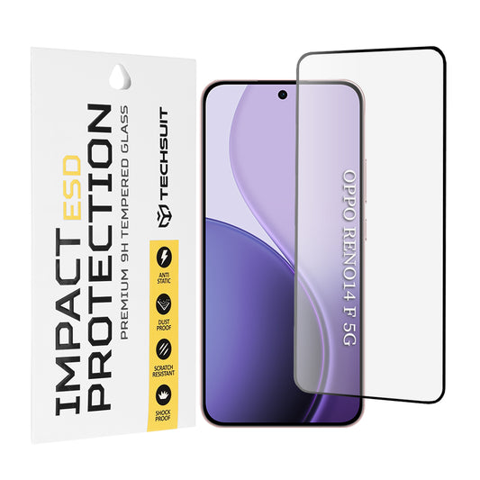 Ochranná fólia na obrazovku Techsuit pre Oppo Reno14 FS 5G / Reno14 F, tvrdené sklo, plné lepidlo, čierna