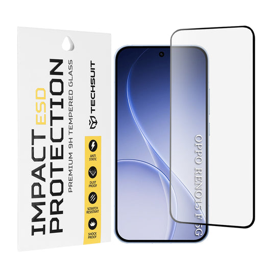 Ochranná fólia na displej Techsuit pre Oppo Reno15 FS / Reno15 F, tvrdené sklo, plné lepidlo, čierna