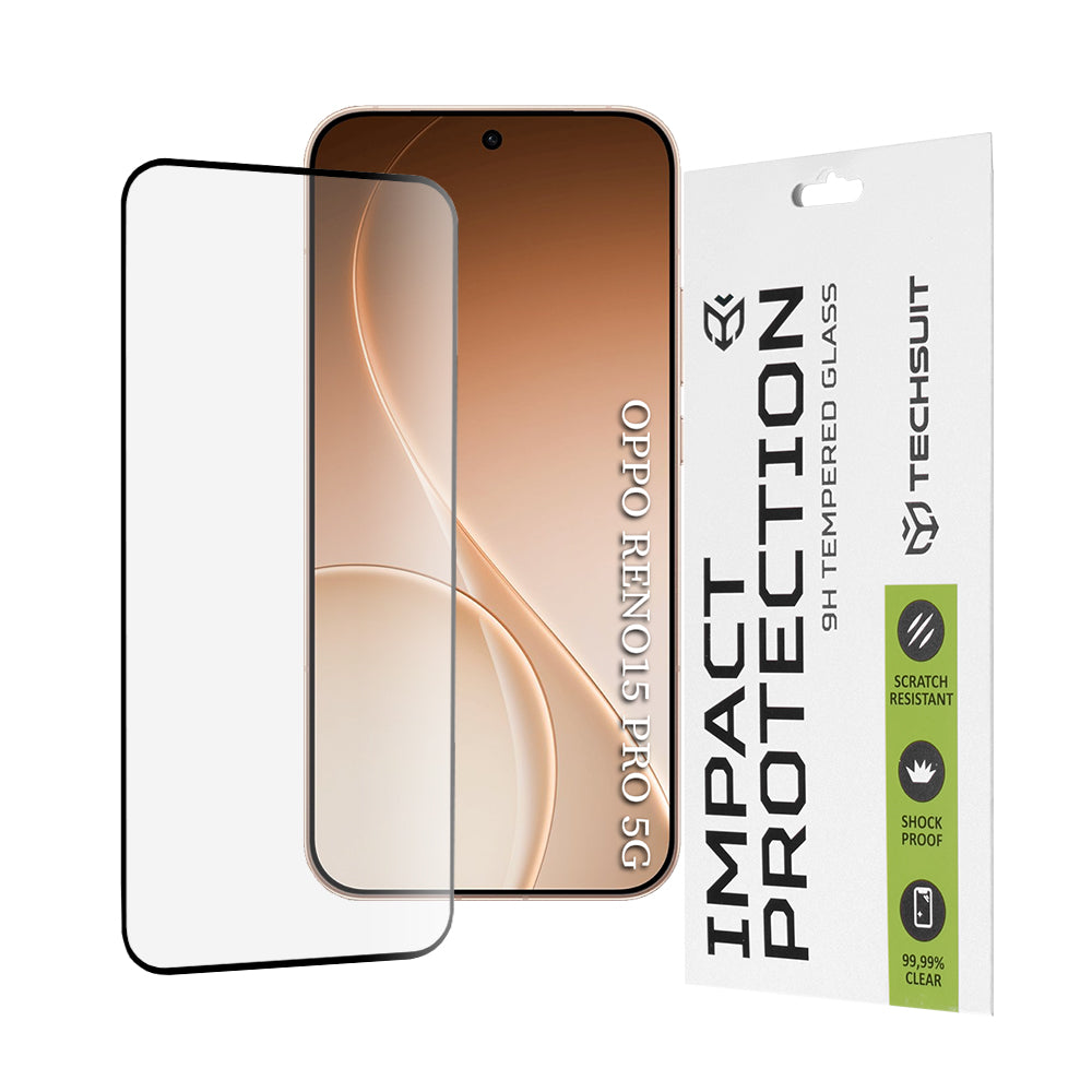 Ochranná fólia na displej Techsuit pre Oppo Reno15 Pro, Kalené sklo, Full Glue, 111D, Čierna