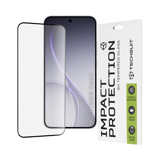 Ochranná fólia Techsuit na displej pre Oppo Reno15, Kalené sklo, Full Glue, 111D, Čierna