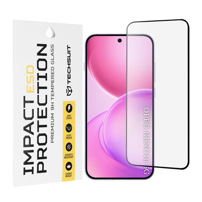 Ochranná fólia na obrazovku Techsuit pre Oppo Reno16 / Reno16 Pro, tvrdené sklo, plné lepidlo, čierna