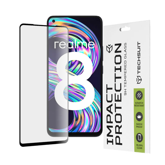 Ochranná fólia na displej Techsuit pre Realme 8 Pro / 8, tvrdené sklo, Full Glue, 111D, čierna