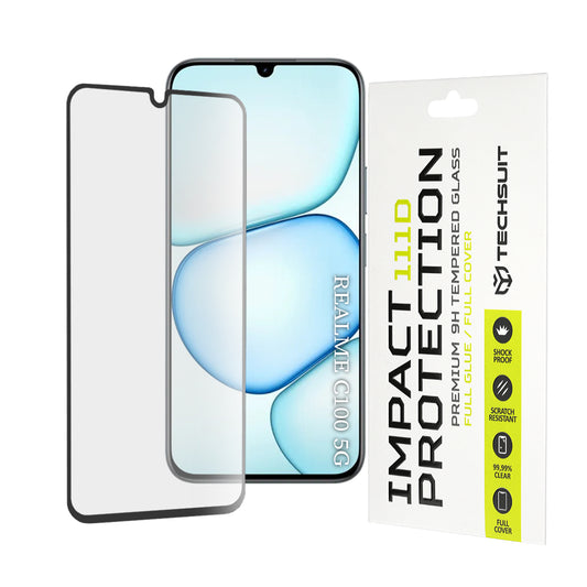 Ochranná fólia na displej Techsuit pre Realme C100 5G, tvrdené sklo, Full Glue, 111D, čierna