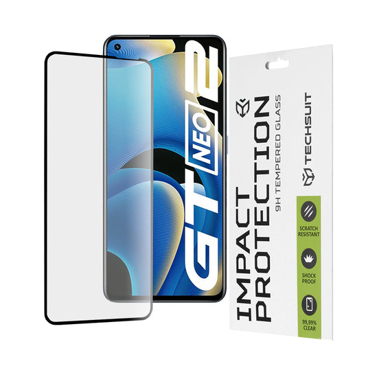 Ochranná fólia na displej Techsuit pre Realme GT Neo 3T / GT2 / GT Neo2, tvrdené sklo, plné lepidlo, 111D, čierna