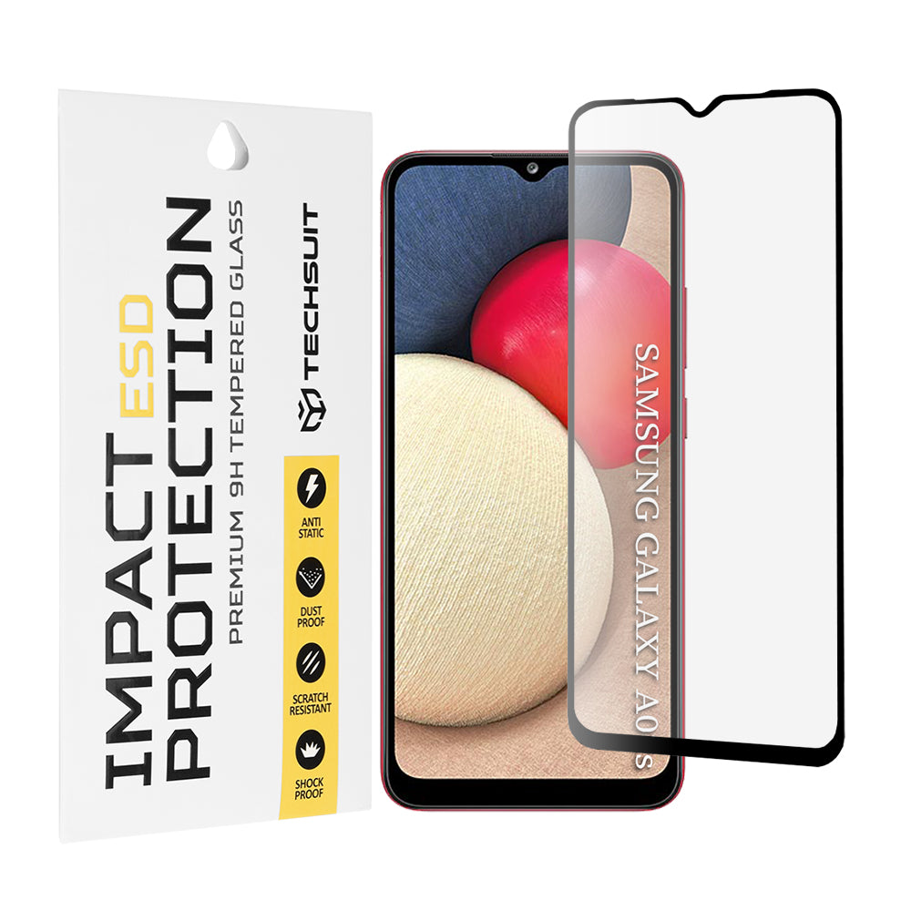 Techsuit Screen Protector Film for Samsung Galaxy A04e A042 / M04 M045 / A03 A035 / A03 Core A032, Tempered Glass, Full Glue, Black