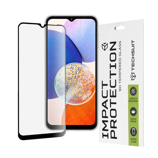 Ochranná fólia na displej Techsuit pre Samsung Galaxy A14 A145 / A14 5G A146, tvrdené sklo, plné lepidlo, 111D, čierna
