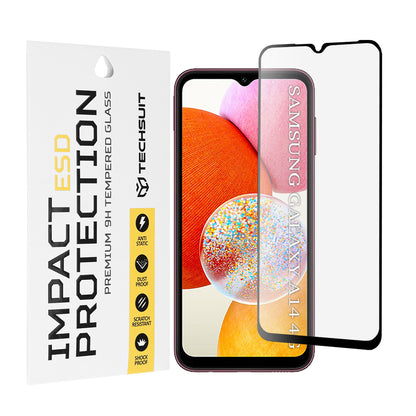 Ochranná fólia na displej Techsuit pre Samsung Galaxy A14 A145 / A14 5G A146, tvrdené sklo, plné lepidlo, čierna