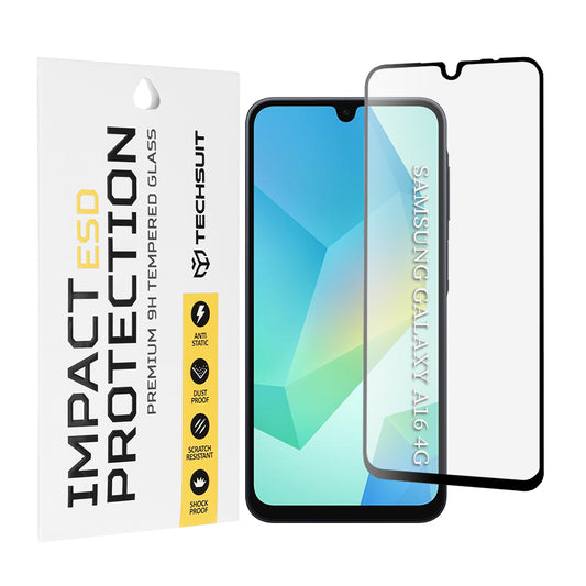 Ochranná fólia na displej Techsuit pre Samsung Galaxy A17 4G / A17 5G / A16 5G A166 / A16 4G A165, tvrdené sklo, plné lepidlo, čierna