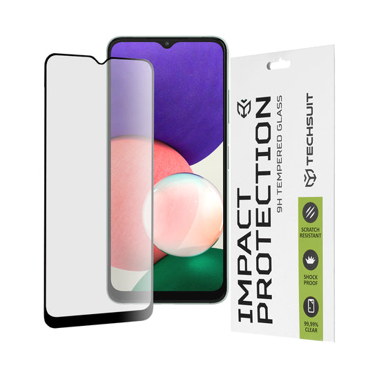 Ochranná fólia na displej Techsuit pre Samsung Galaxy A22 5G A226, tvrdené sklo, Full Glue, 111D, čierna
