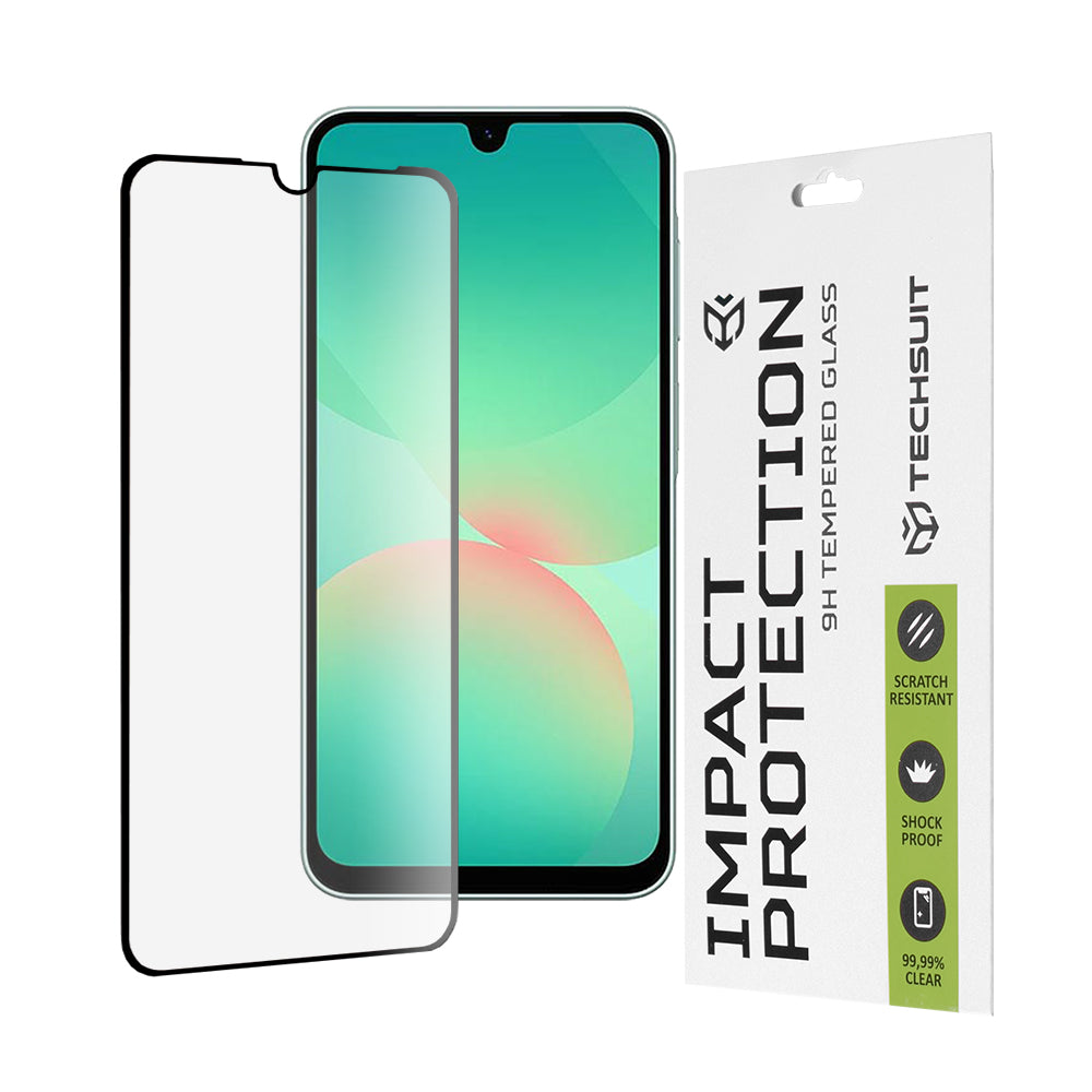 Ochranná fólia na displej Techsuit pre Samsung Galaxy A26 A266, tvrdené sklo, Full Glue, 111D, čierna