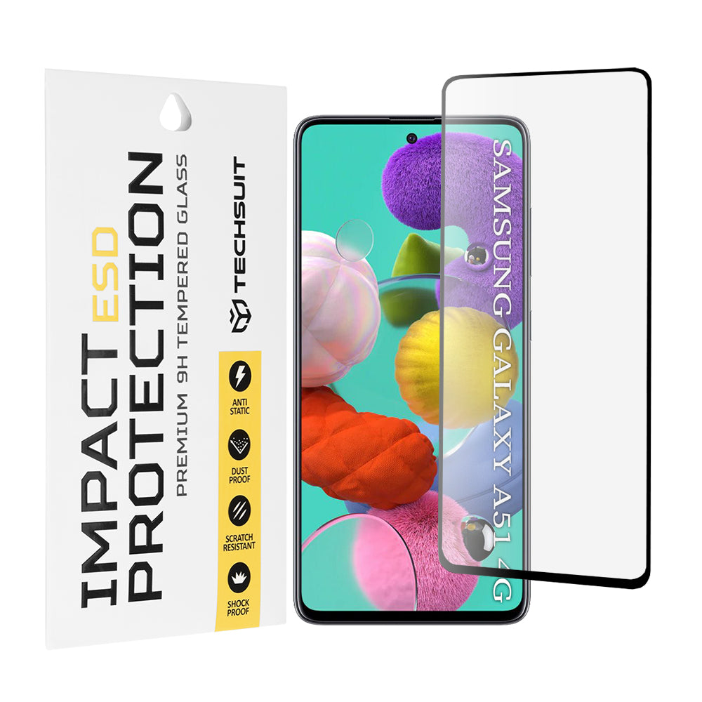 Ochranná fólia na displej Techsuit pre Samsung Galaxy A51 5G A516 / A51 A515, tvrdené sklo, plné lepidlo, čierna