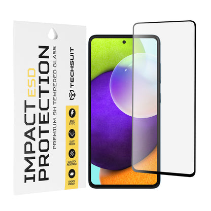 Techsuit Screen Protector Film for Samsung Galaxy A52s 5G A528 / A52 5G A526 / A52 A525, Tempered Glass, Full Glue, Black