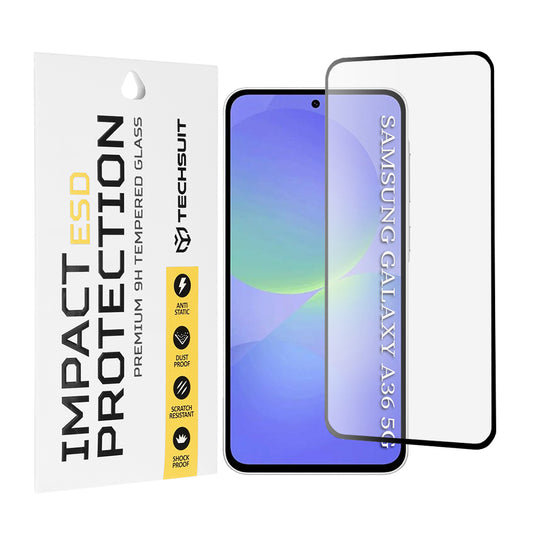Ochranná fólia na displej Techsuit pre Samsung Galaxy A56 A566 / A36 A366, tvrdené sklo, plné lepidlo, čierna