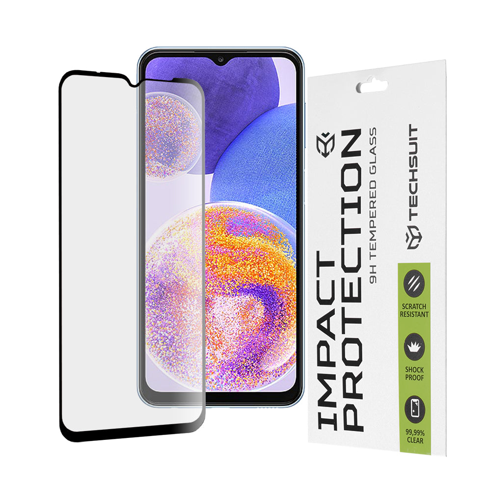 Ochranná fólia na displej Techsuit pre Samsung Galaxy M13 M135 / F13 E135 / A23 5G A236 / A23 A235, tvrdené sklo, plné lepidlo, 111D, čierna