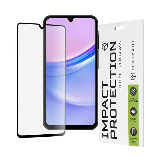 Ochranná fólia na displej Techsuit pre Samsung Galaxy M15 / A15 5G A156 / A15 A155 / A25 A256, tvrdené sklo, plné lepidlo, 111D, čierna