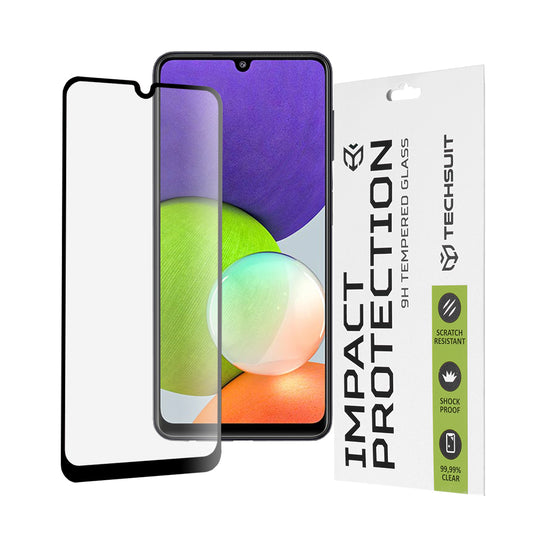 Ochranná fólia na displej Techsuit pre Samsung Galaxy M22 M225 / A22 A225, tvrdené sklo, plné lepidlo, 111D, čierna