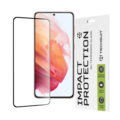 Ochranná fólia na displej Techsuit pre Samsung Galaxy S21 5G G991, tvrdené sklo, Full Glue, 111D, čierna