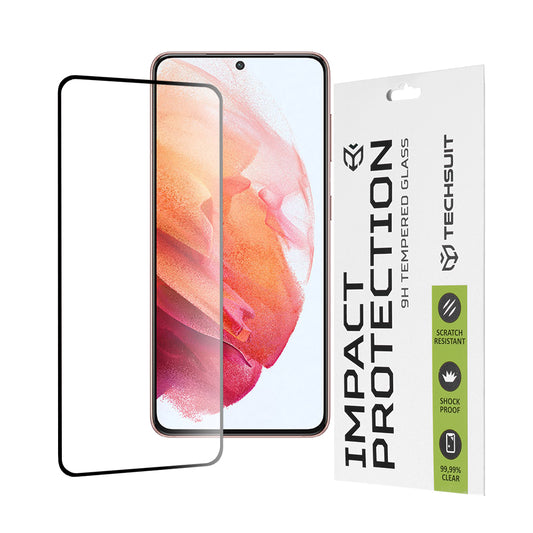 Ochranná fólia na displej Techsuit pre Samsung Galaxy S21 5G G991, tvrdené sklo, Full Glue, 111D, čierna