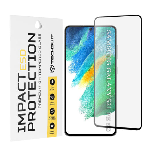 Ochranná fólia na displej Techsuit pre Samsung Galaxy S21 FE 5G G990, tvrdené sklo, plné lepidlo, čierna