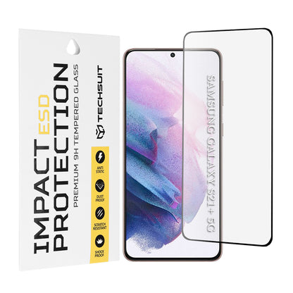 Ochranná fólia na displej Techsuit pre Samsung Galaxy S21+ 5G G996, tvrdené sklo, plné lepidlo, čierna