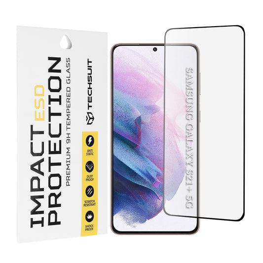 Ochranná fólia na displej Techsuit pre Samsung Galaxy S21+ 5G G996, tvrdené sklo, plné lepidlo, čierna