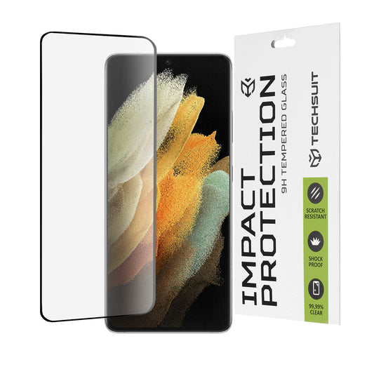 Ochranná fólia na displej Techsuit pre Samsung Galaxy S21 Ultra 5G G998, tvrdené sklo, plné lepidlo, 111D, čierna