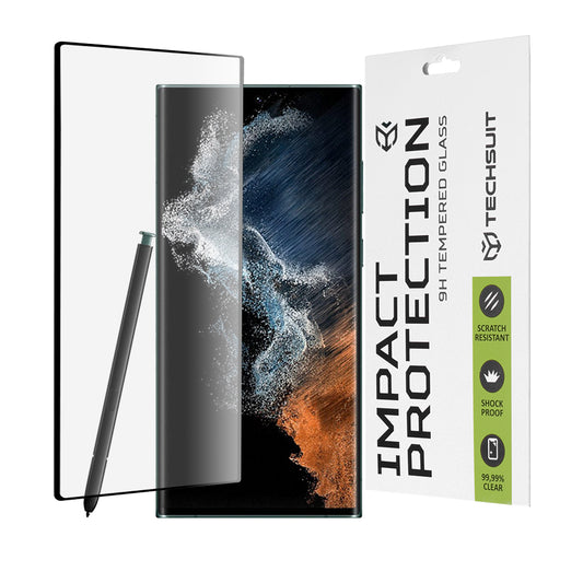 Ochranná fólia na displej Techsuit pre Samsung Galaxy S22 Ultra 5G S908, tvrdené sklo, Full Glue, 111D, čierna