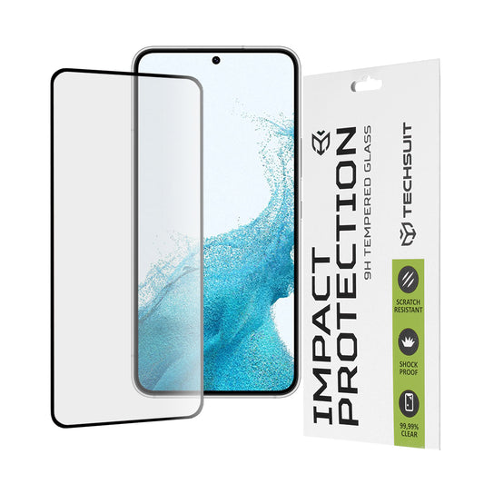 Ochranná fólia na displej Techsuit pre Samsung Galaxy S23 S911 / S22 5G S901, tvrdené sklo, plné lepidlo, 111D, čierna