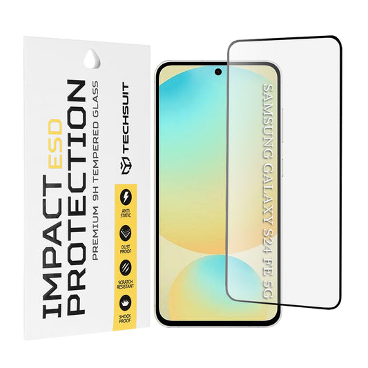 Ochranná fólia na obrazovku Techsuit pre Samsung Galaxy S24 FE S721, tvrdené sklo, plné lepenie, čierna