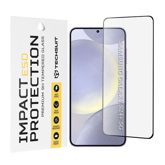 Ochranná fólia na obrazovku Techsuit pre Samsung Galaxy S24+ S926, tvrdené sklo, plné lepidlo, čierna