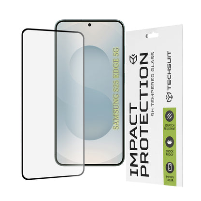 Techsuit Screen Protector Film for Samsung Galaxy S25 Edge S937, Tempered Glass, Full Glue, 111D, Black