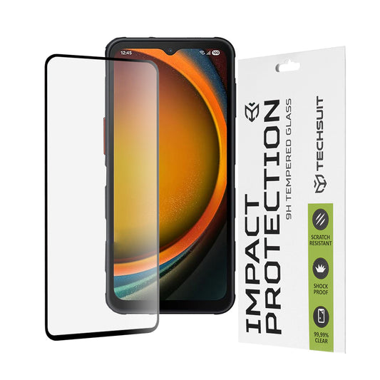 Ochranná fólia na displej Techsuit pre Samsung Galaxy XCover7 Pro, tvrdené sklo, plné lepidlo, 111D, čierna