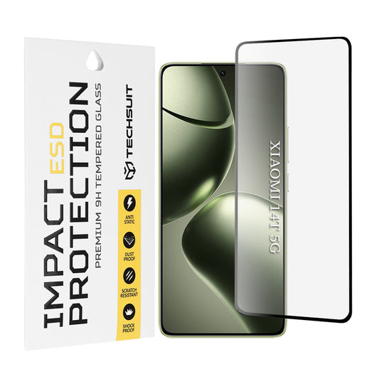 Ochranná fólia na obrazovku Techsuit pre Xiaomi 14T Pro / 14T, tvrdené sklo, plné lepidlo, čierna