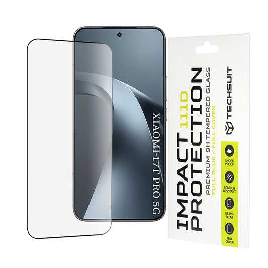 Ochranná fólia na displej Techsuit pre Xiaomi 17T Pro, tvrdené sklo, Full Glue, 111D, čierna