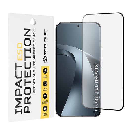 Ochranná fólia na obrazovku Techsuit pre Xiaomi 17T Pro, tvrdené sklo, plné lepidlo, čierna