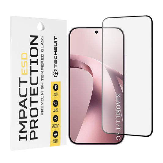 Ochranná fólia na displej Techsuit pre Xiaomi 17T, tvrdené sklo, plné lepidlo, čierna