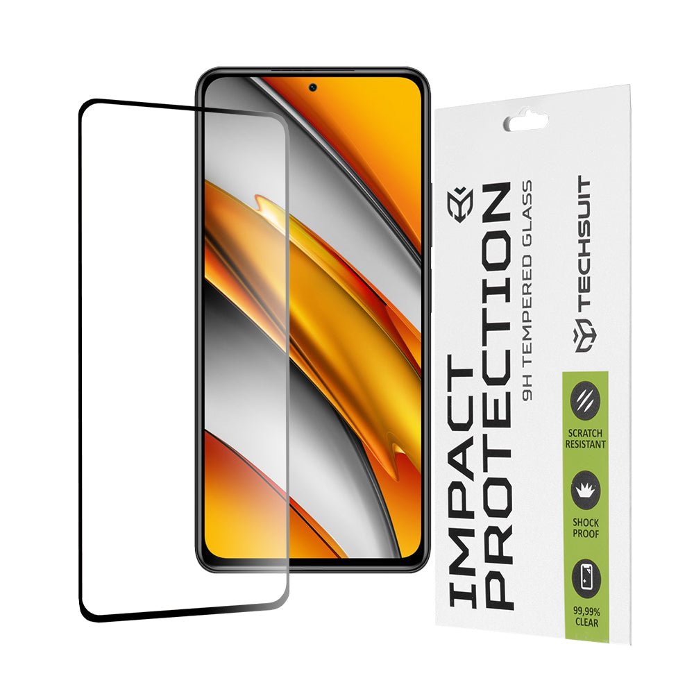 Ochranná fólia na displej Techsuit pre Xiaomi Poco F3 / Mi 11i, tvrdené sklo, Full Glue, 111D, čierna
