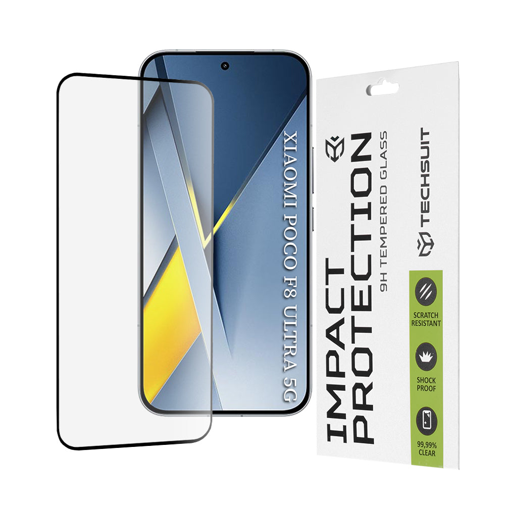 Ochranná fólia Techsuit na displej pre Xiaomi Poco F8 Ultra, Tvrdené sklo, Full Glue, 111D, Čierna