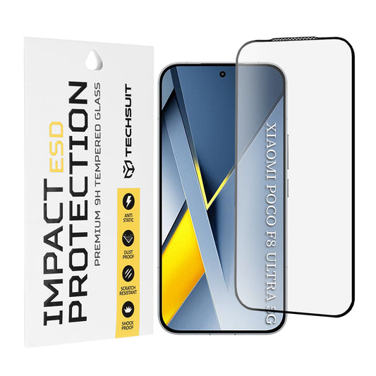 Ochranná fólia Techsuit na displej pre Xiaomi Poco F8 Ultra, Tvrdené sklo, Full Glue, Čierna