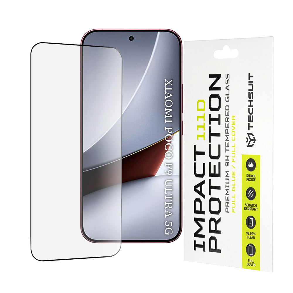 Ochranná fólia na displej Techsuit pre Xiaomi Poco F9 Ultra, tvrdené sklo, plné lepidlo, 111D, čierna
