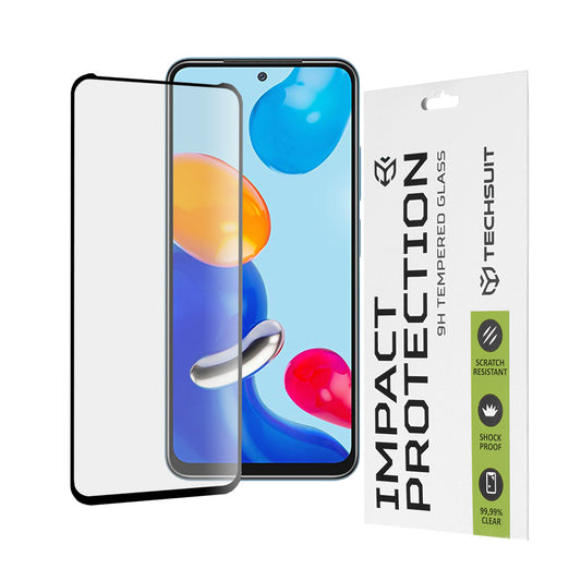 Ochranná fólia na displej Techsuit pre Xiaomi Poco M4 Pro / Redmi Note 11S / Note 11, tvrdené sklo, plné lepidlo, 111D, čierna