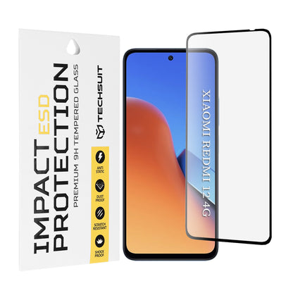 Ochranná fólia na obrazovku Techsuit pre Xiaomi Redmi 13 5G / 13 / 12 5G / 12 / Poco M6 4G, tvrdené sklo, plné lepidlo, čierna
