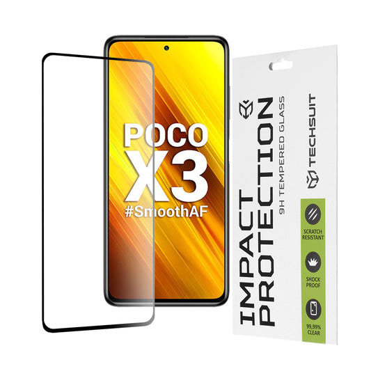 Ochranná fólia na displej Techsuit pre Xiaomi Poco X3 Pro / X3 NFC / X3, tvrdené sklo, Full Glue, 111D, čierna