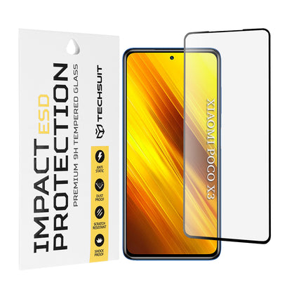 Ochranná fólia na displej Techsuit pre Xiaomi Poco X3 Pro / X3 NFC / X3, tvrdené sklo, plné lepidlo, čierna