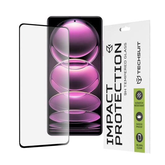 Techsuit Screen Protector Film for Xiaomi Poco X5 Pro / Redmi Note 12 Pro 5G / Note 12 Pro+, Tempered Glass, Full Glue, 111D, Black